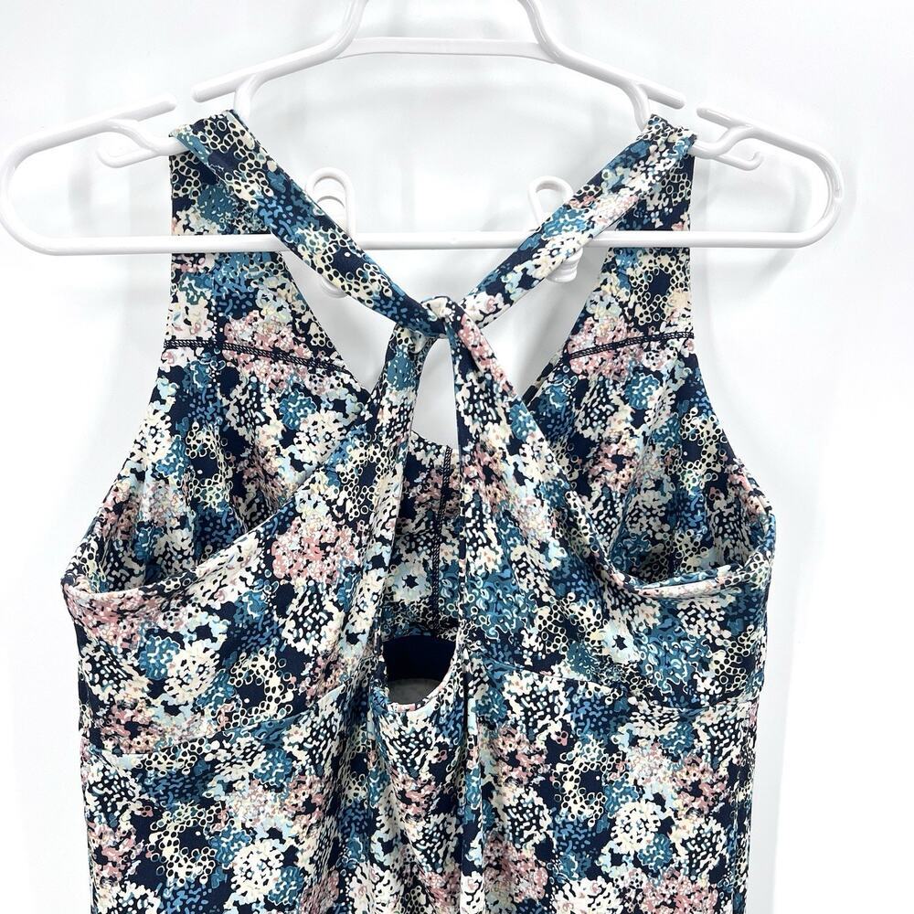 Patagonia Magnolia Spring Blue Black Floral Twist Back Dress Womens Large - Picture 6 of 8